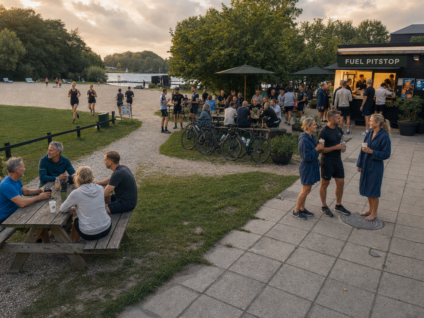 Løbere, cyklister, vinterbadere og virksomhedsgrupper mødes ved Fuel Pitstop på Furesøbad