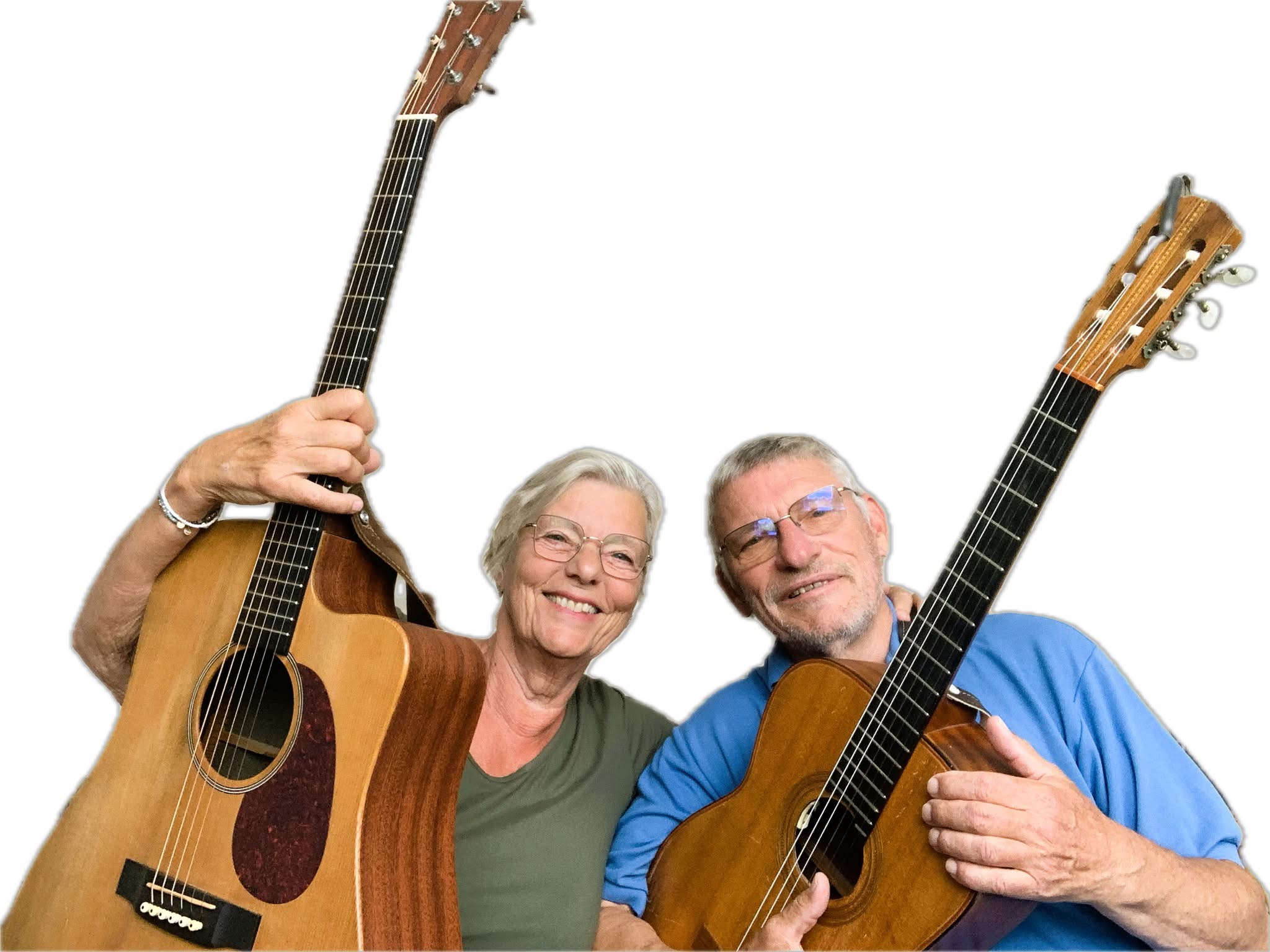 Britt og Almer Simonsen, To Troubadourer, med deres guitarer